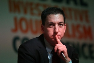 The journalist Glenn Greenwald, a columnist for the British newspaper The Guardian, talks during event in Rio de Janeiro.